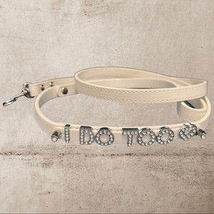 2 “I do too” white leather small dog leashes